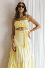 Bondi Waist Tie Maxi Skirt Lemon