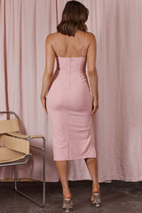 Honor Rhinestone Bust Midi Dress Blush