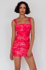 Daydreaming Ruched Mini Dress Floral Pink