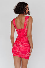 Daydreaming Ruched Mini Dress Floral Pink