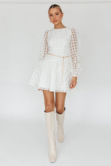 Tatiana Long Sleeve Plaid Mini Dress White