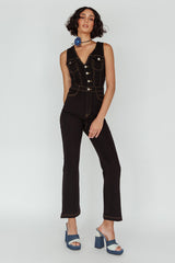 Jazelle Button Front Jumpsuit Black