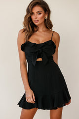 Pico Tied-Knot Bust Ruffle Dress Black