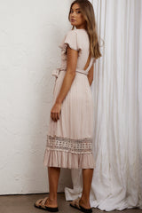 Zephyr Waist Tie Midi Dress Mocha