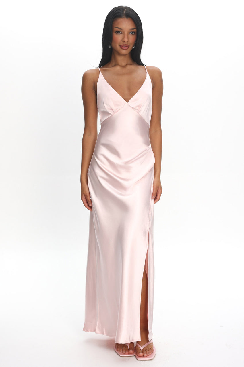 Marlie Side Pleat Maxi Dress Blush