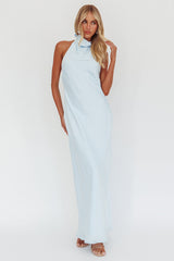 Sweetest Sundays Halterneck Open Back Dress Baby Blue