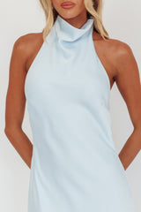 Sweetest Sundays Halterneck Open Back Dress Baby Blue