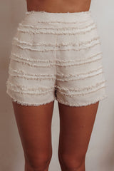 Reed Raw Edge Trim Shorts Cream