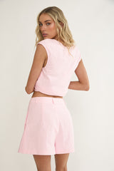 Florrie Box Pleat Pocket Shorts Rosewater