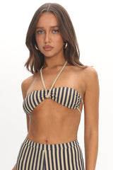 LIONESS Bloom Bikini Top Beige Stripe