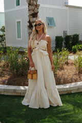 Terra Cut Out Maxi Dress-Light Oatmeal