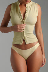 Sheveta Form-Ribbed Button-Down Tank Top - Peppermint Tea