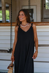 Effortless Knot-Strap Dress-Black
