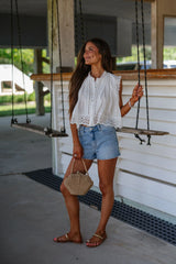 Ansley Eyelet Top-White