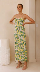 Carlia Midi Dress - Lemon Print