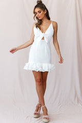 Richel Tie-Knot Bust Frill Hem Dress White