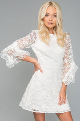 Elena Embroidered Going Out Dress White