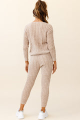Kansas Cable Knit Fitted Pants Brown