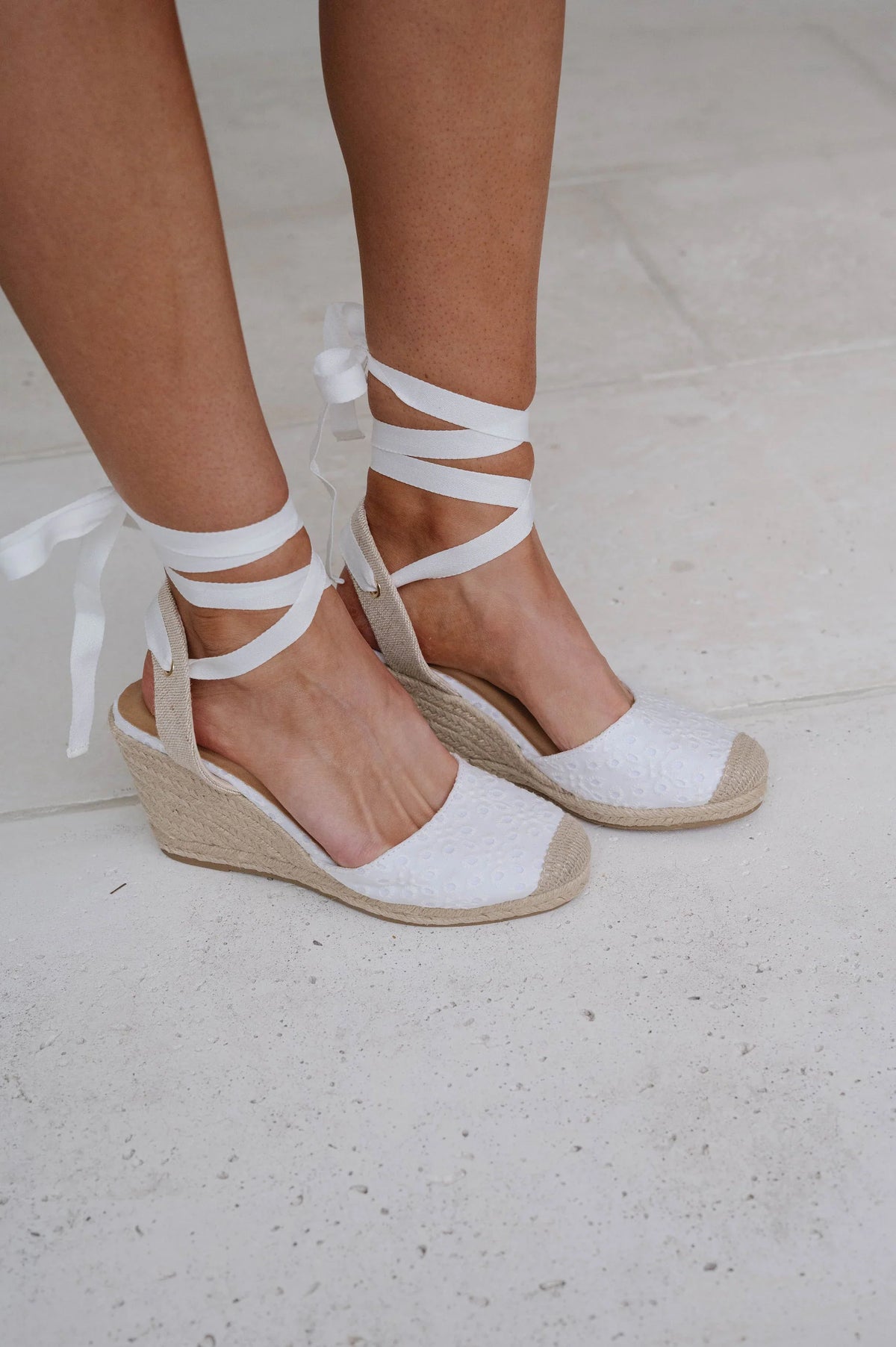 Devota Espadrille-White Eyelet