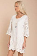 Marina Embroidered Tunic Dress White