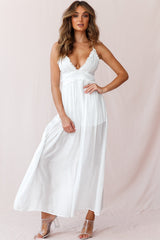 Laney Wide Leg Ruffle Detail Jumpsuit White