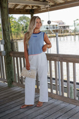 Sweater Knit Fish Tank-Coastal Blue