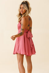 Secret Place Strappy Tie Back Party Dress Rose