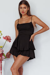 Well Versed Cowl Neck Flounce Romper Black