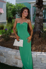 Abstract Chic Hardware Strapless Maxi Dress-Green