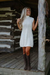 Rori Cable Knit Mini Dress-Ivory