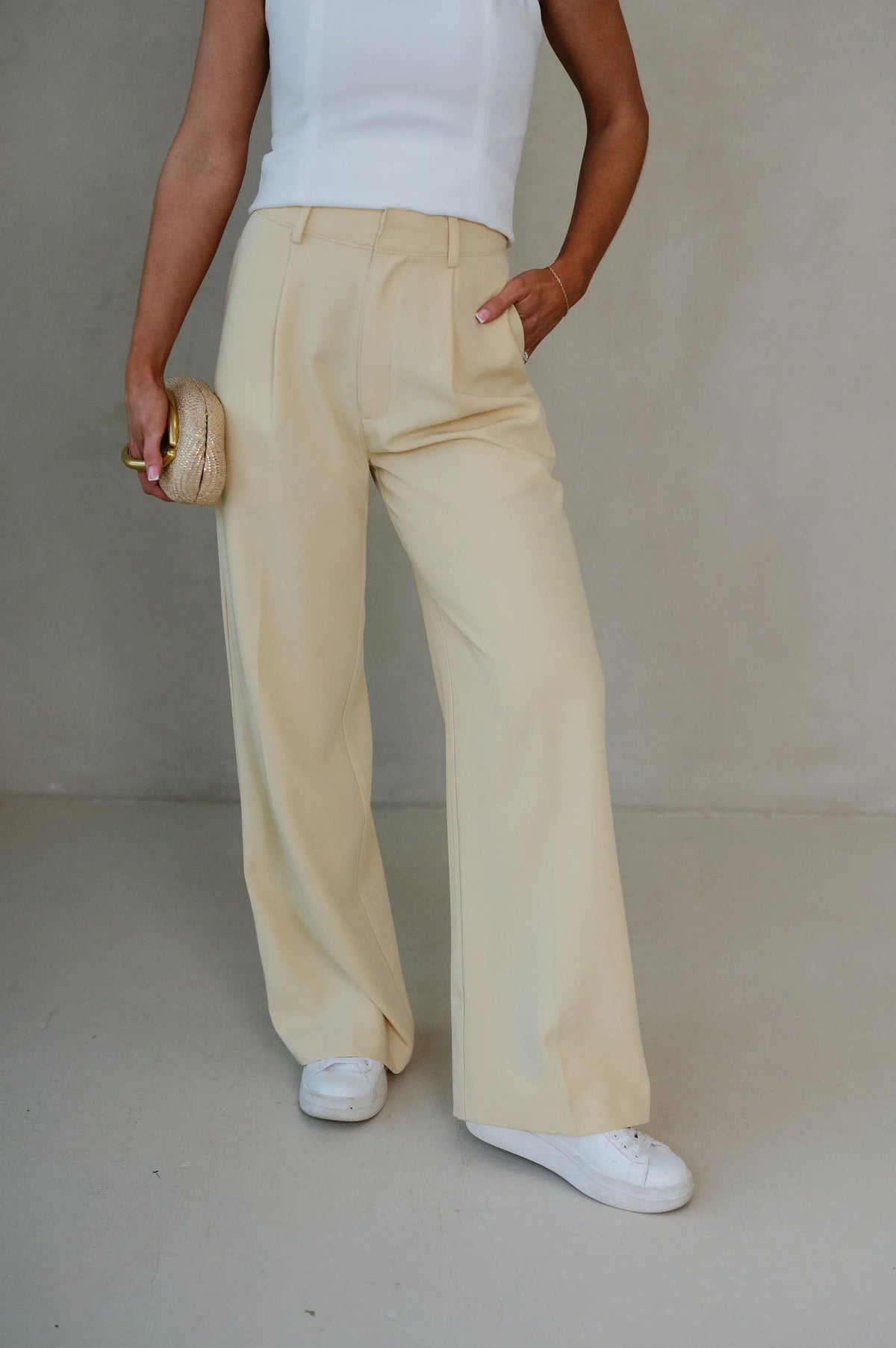 Shayla Wide Leg Trousers-Yellow