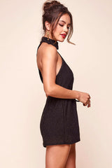 Shae Shimmery V Neck Romper Black