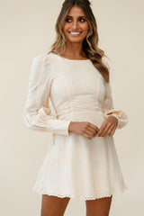 Harley Long Cuffed Sleeve Corset Detail Dress Beige