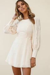 Harley Long Cuffed Sleeve Corset Detail Dress Beige