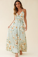 Miso Wide-Leg Cami Jumpsuit Poppy Print Pistachio