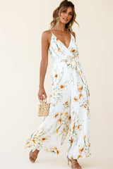 Miso Wide-Leg Cami Jumpsuit Floral Print White