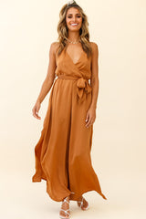 Miso Wide-Leg Cami Jumpsuit Tan