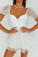 Aphrodite Angel Sleeve Layered Romper White
