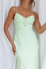 Malibu Gathered Bust Cami Strap Midi Dress Apple