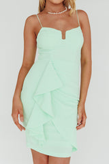 Sweet Embrace Structured Bodice Ruffle Dress Mint