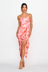Your Destiny Ruched Asymmetrical Hem Dress Pink