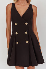 Tiana Double Breasted Mini Dress Black