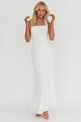 Shellie Square Neckline Halter Maxi Dress White