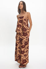 Sorella Floral Maxi Skirt Chocolate