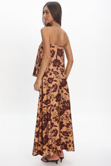 Sorella Floral Maxi Skirt Chocolate