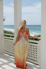 Milan Beaded Dress-Red Mix