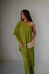 Charie Pleated Pants Set-Chartreuse