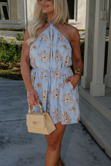 Archie Floral Halter Dress-Blue