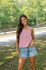 Lucy High Rise Distressed Hem Shorts
