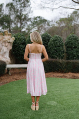 Rosie Floral Print Midi Dress-Pink